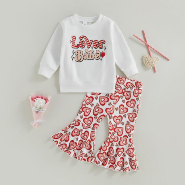 9M-4Y Toddler Girl Sets Valentine'S Day Long Sleeve Letter Heart Print Top And Flared Pants Wholesale Girls Fashion Clothes KSV591621