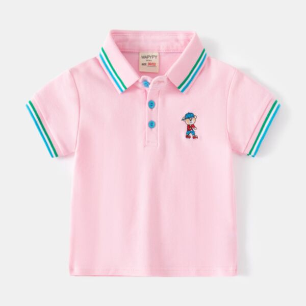 18M-6Y Toddler Boys Striped Sideseam Embroidered Polo Shirt Wholesale Boys Clothes KTV389109