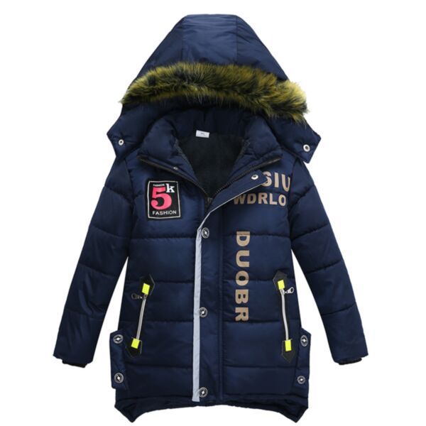3-6Y Cotton Padded Zipper Button Thicken Jacket Coat With Hat Wholesale Kids Boutique Clothing KCV493544