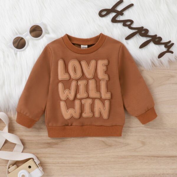 12M-5Y Love Letter Print Brown Pullover Wholesale Kids Boutique Clothing KTV493679
