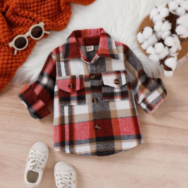 9M-4Y Plaid Fleece Button Shirt Wholesale Kids Boutique Clothing KCV493678