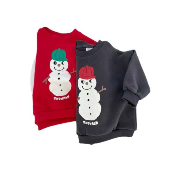 12M-5Y Toddler Girl Long-Sleeved Cartoon Snowman Print Top Wholesale Girls Clothes KTV59999