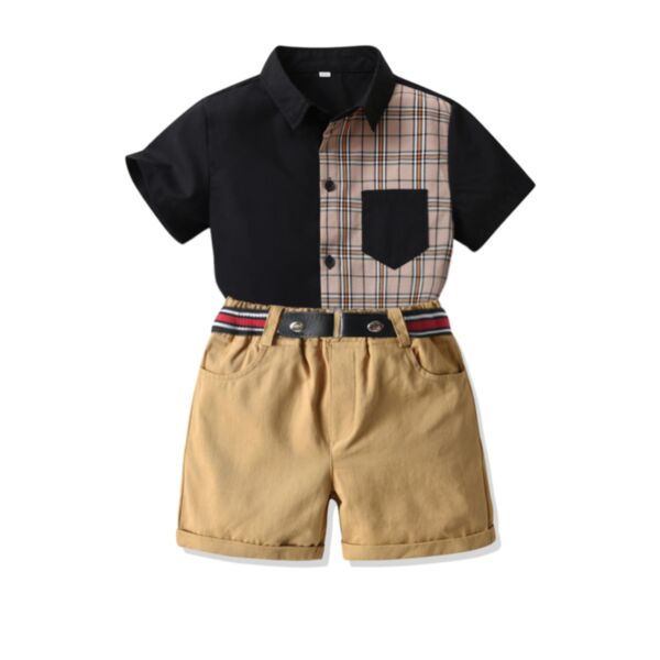 18M-6Y Toddler Boys Suit Sets Contrast Plaid Shirts & Shorts Wholesale Boys Clothes KSV389127
