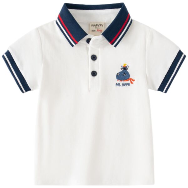 18M-6Y Toddler Boy Short-Sleeved Lapel Cartoon Embroidered Polo Shirt Wholesale Boys Boutique Clothing KTV591681