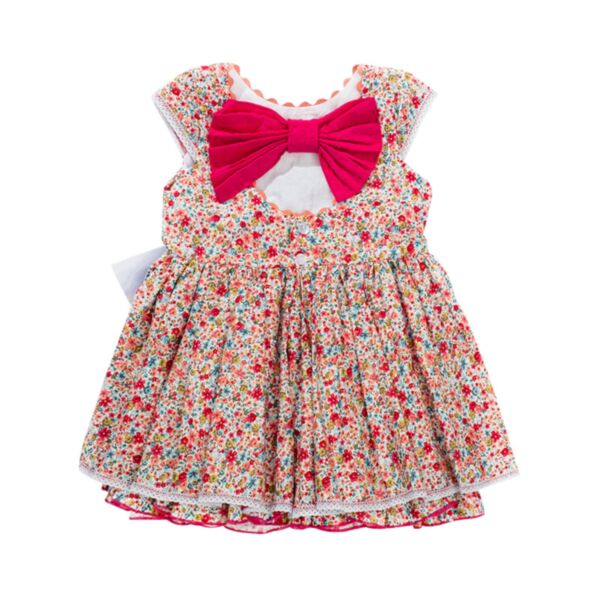 4-10Y Kids Girls Sleeveless Floral Print Bow Double Pleated Dress Wholesale Kids Clothing Suppliers KDV591687