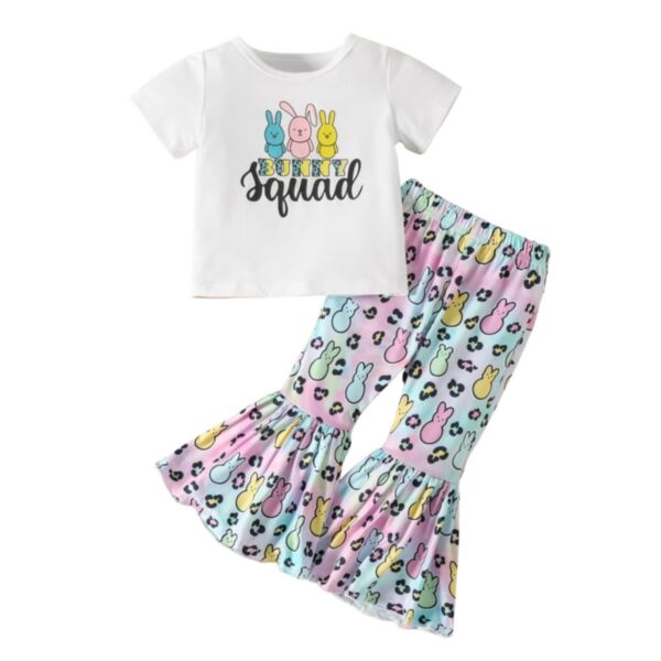 18M-6Y Toddler Girls Easter Sets Cartoon Bunny T-Shirts & Flared Pants Wholesale Girls Clothes KSV389074