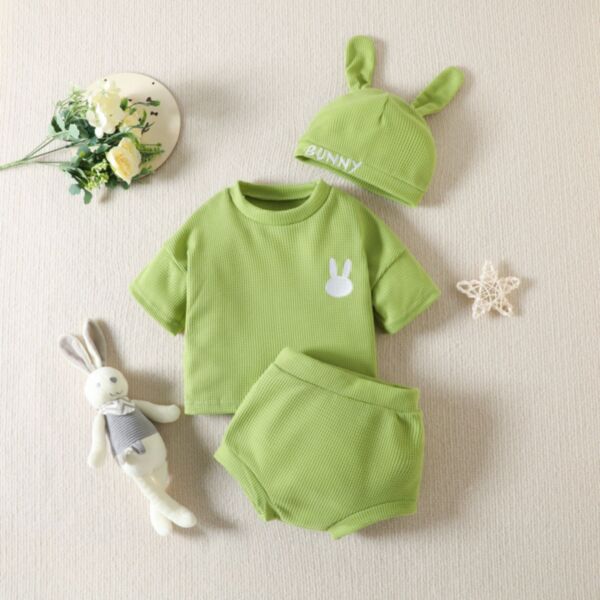 3-18M Baby Easter Bunny Hat Short Sleeve Shorts Three-Piece Set Wholesale Baby Clothes KSV389080