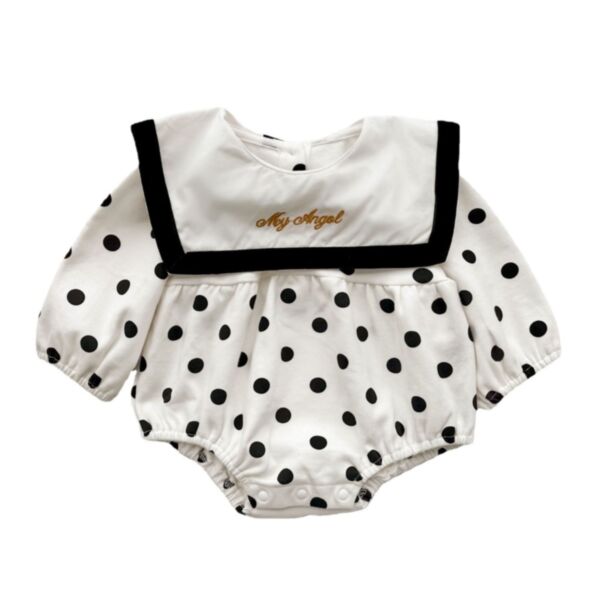 0-18M Baby Girl Long-Sleeved Polka Dot Print Bodysuit Wholesale Baby Clothing KJV591776