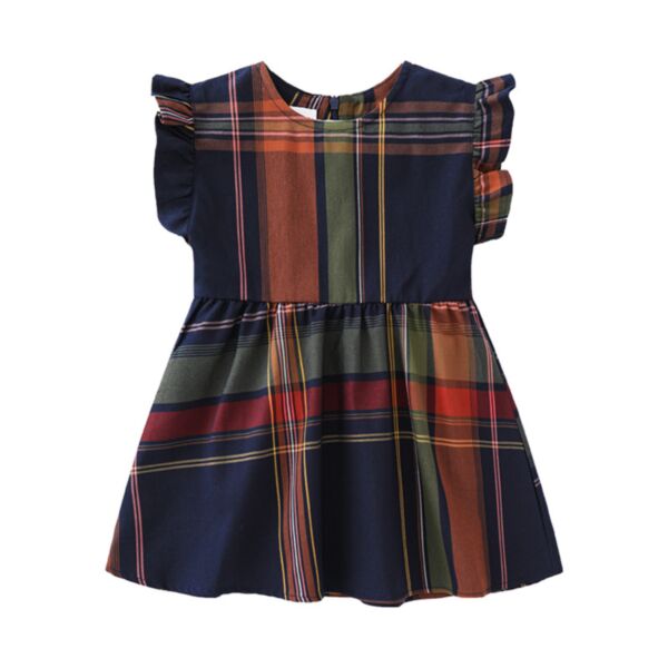 9M-4Y Toddler Girl Striped Round Neck Fly Sleeve Dress Wholesale Girls Clothes KDV591678