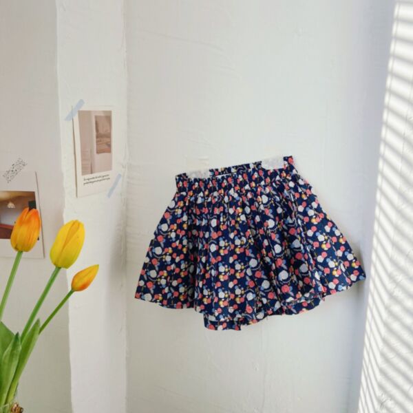 18M-7Y Toddler Girl Floral Print High-Waisted Pumpkin Shorts Fashion Girl Wholesale KSKV591736