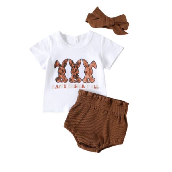 0-18M Baby Girls Sets Rabbit T-Shirts And Shorts & Headband Wholesale Baby Boutique Clothing KSV389040