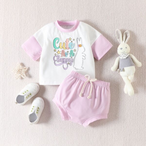 3-18M Baby Girls Sets Easter Rabbit Print T-Shrits And Shorts Wholesale Baby Clothing KSV389090