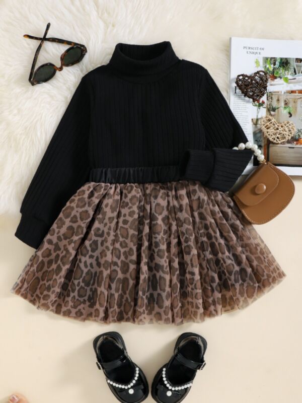 3-7Y Long Sleeve High Collar Pullover And Mesh Skirt Set Wholesale Kids Boutique Clothing KSV493686
