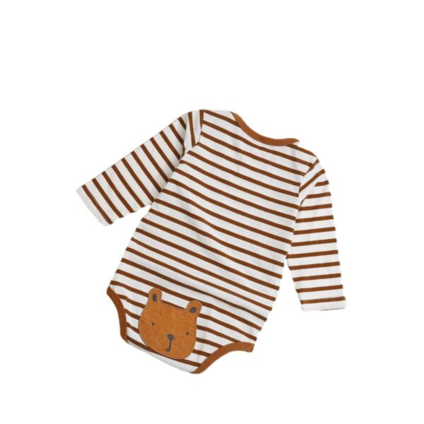 0-18M Baby Girl & Boy Long-Sleeved Bear Print Striped Bodysuit Wholesale Baby Clothes KJV591841