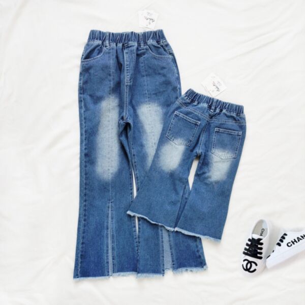 Spring And Summer Parent-Child Casual Cropped Pants Flared Slit Jeans Mommy And Me Wholesale KWPV388953