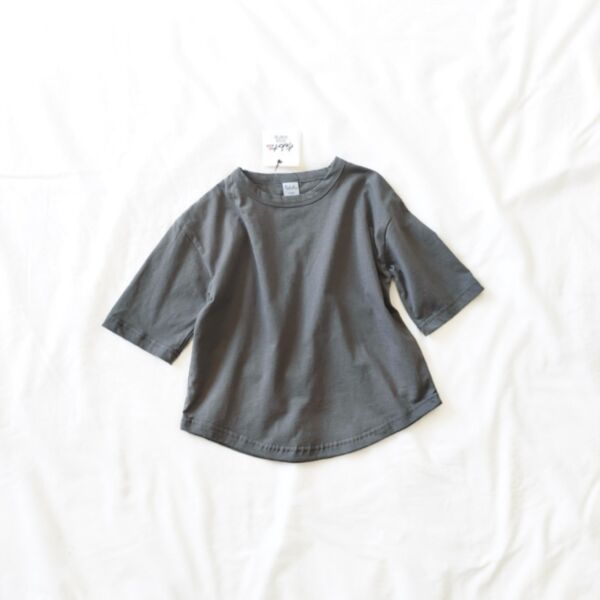 18M-7Y Toddler Solid Color Cotton T-Shirt Loose Sleeve Tops Wholesale Toddler Clothing KTV389020