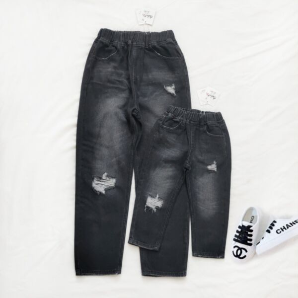 Casual Parent-Child Clothing Ripped Jeans Unisex Boys And Girls Trousers Mommy And Me Wholesale KPV389022
