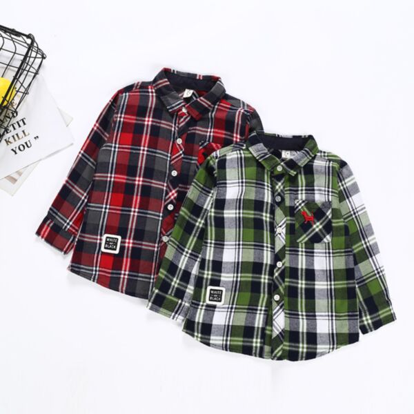 18M-6Y Plaid Long Sleeve Button Shirt Wholesale Kids Boutique Clothing