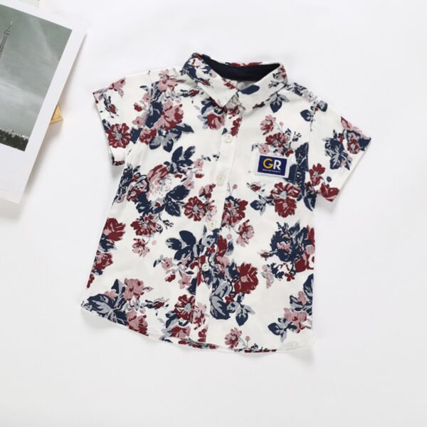 18M-6Y Short Sleeve Flower Print Shirt Wholesale Kids Boutique Clothing KTV493503