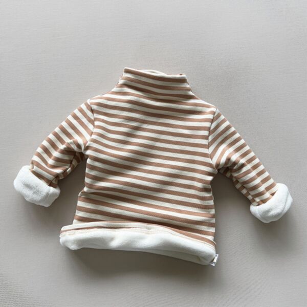 9M-6Y Striped Plush Fleece High Collar Pullover Wholesale Kids Boutique Clothing KTV493495