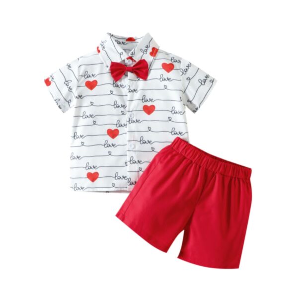9M-5Y Toddler Boys Heart Print Shirt And Shorts Two-Piece Set Wholesale Girls Clothes KSV388933