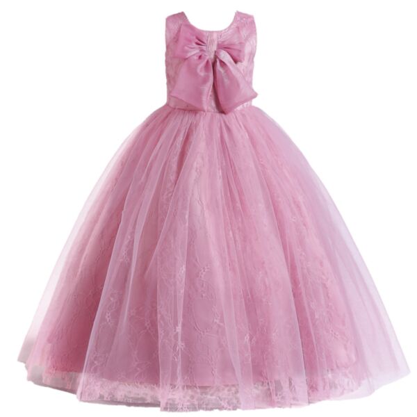 4-10Y Big Kids Girls Bow Mesh Party Dress Kids Clothing Wholesale KDV389016