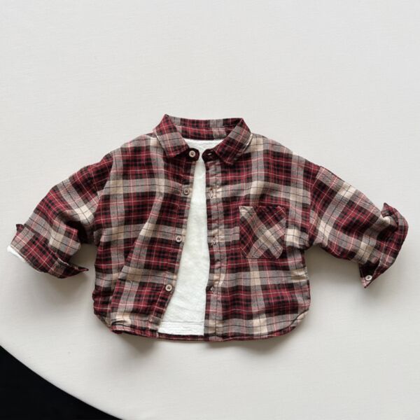 9M-6Y Long Sleeve Plaid Shirt Fleece Shirt Wholesale Kids Boutique Clothing KCV493492
