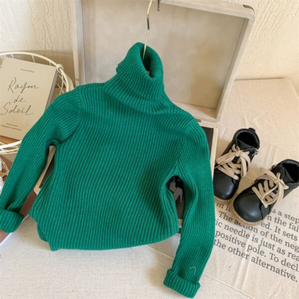 18M-6Y Knitwear Long Sleeve High Collar Solid Color Sweater Wholesale Kids Boutique Clothing KTV493476