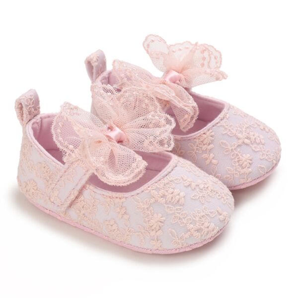3-18M Baby Girl Floral Embroidered Mesh Bow Soft-Soled Shoes Wholesale Baby Clothes Suppliers KSHOV591806