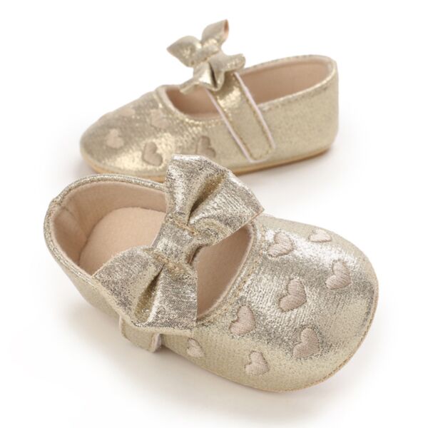 3-18M Baby Cute Heart Print Bow Knot Rubber Sole Princess Shoes Wholesale Baby Clothes Suppliers KSHOV591808