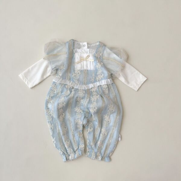 0-18M Embroidery Floral Mesh Sleeve Jumpsuit Baby Wholesale Clothing