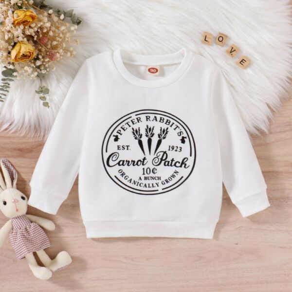 18M-6Y Letter Radish Line Print Long Sleeve Pullover Wholesale Kids Boutique Clothing KTV493812
