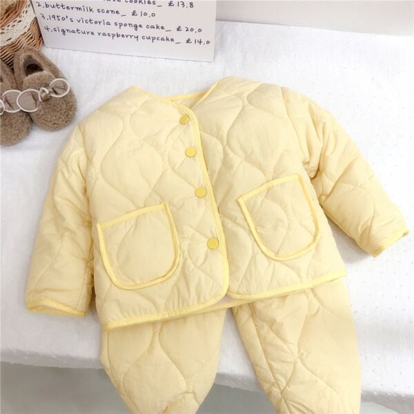 18M-6Y Texture Cotton Padded Thickened Coat And Pants Set Wholesale Kids Boutique Clothing KJV493584
