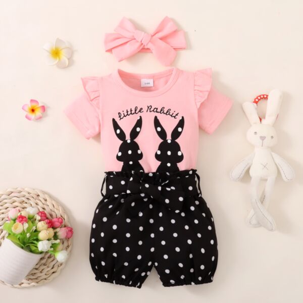 0-18months Baby Girls Easter Rabbit Tops & Polka Dots Shorts Wholesale Baby Clothing KCL5120593