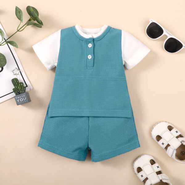 3-24M Baby Boys Solid Color Tops & Shorts Wholesale Boys Clothes KCLV385120584