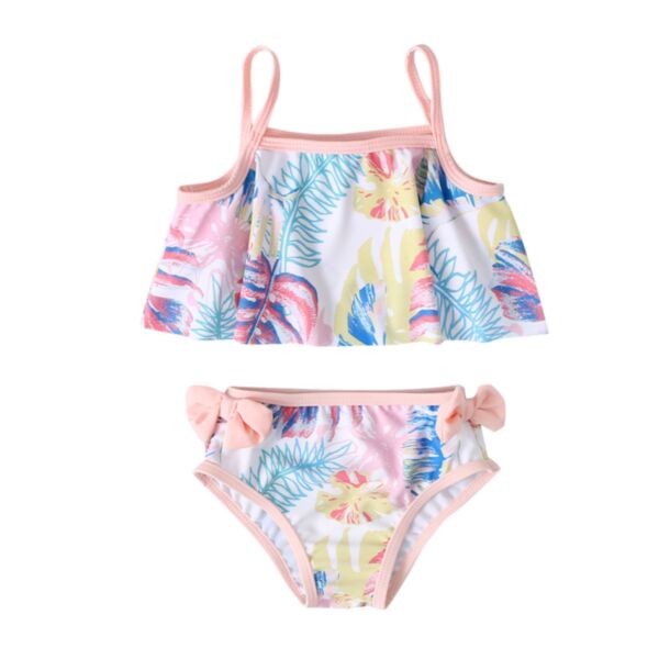9M-4Y Toddler Girls Palm Leaves Cami Two Piece Swimsuit Wholesale Girls Clothing Suppliers KCLV385120580