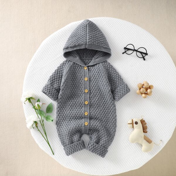0-18M Unisex Baby Knittted Hooded Jumpsuit Wholesale Baby Boutique Clothing KCLV385119005