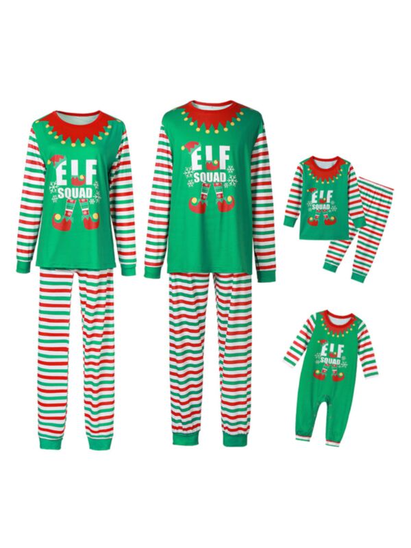 Family Matching Christmas Nightwear Stripe Set Top With Pants