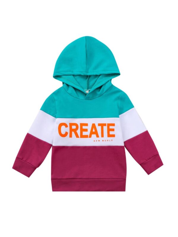 Baby Kid Create New World Color Blocking Hooded Sweatshirt 