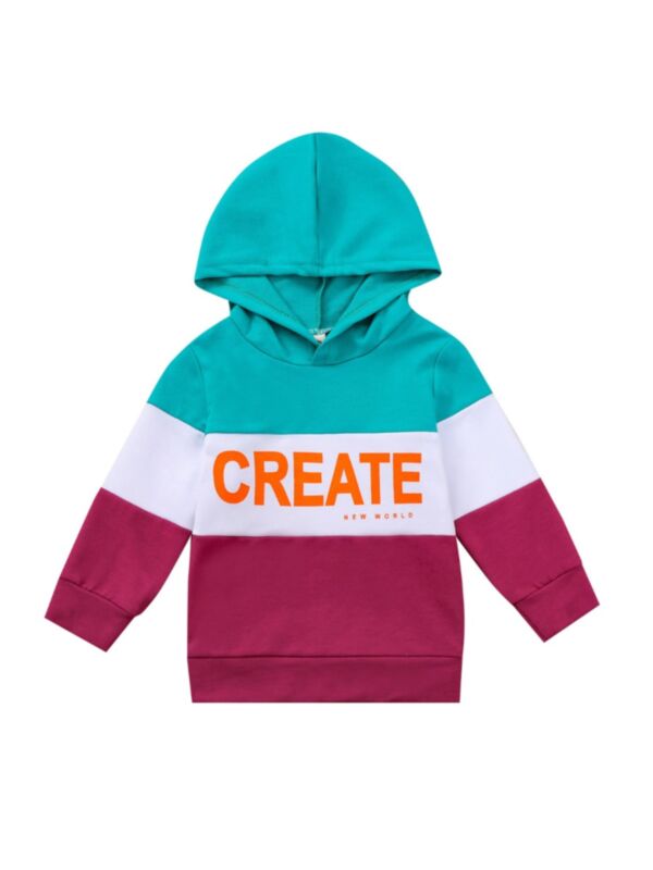 Baby Kid Create New World Color Blocking Hooded Sweatshirt