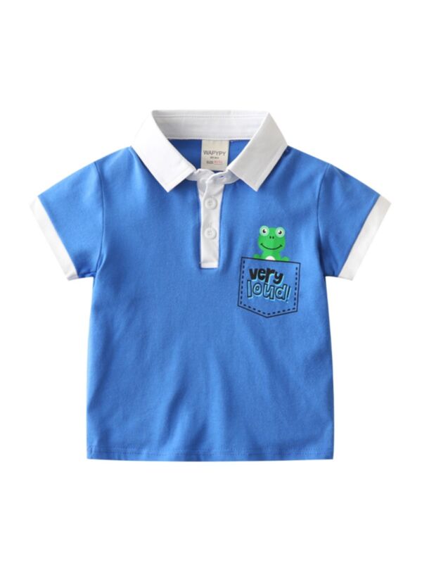 Summer Boy Cartoon Pattern Polo Top