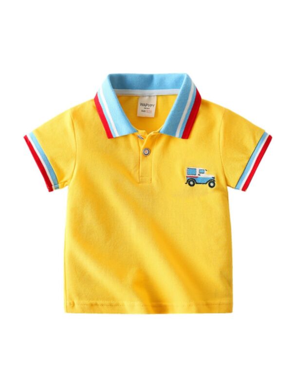 Kid Boy Embroidered Car Polo Shirt