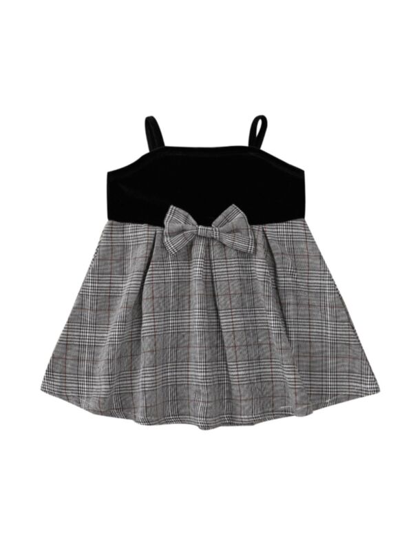 Baby Girl Bow Front Plaid Cami Dress