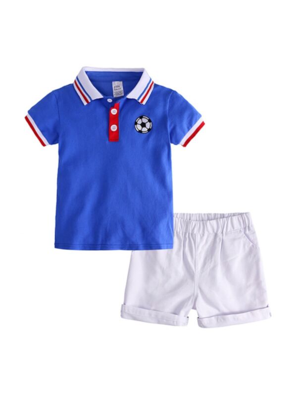 2 Pieces Baby Boy Football Polo Shirt & Shorts Set
