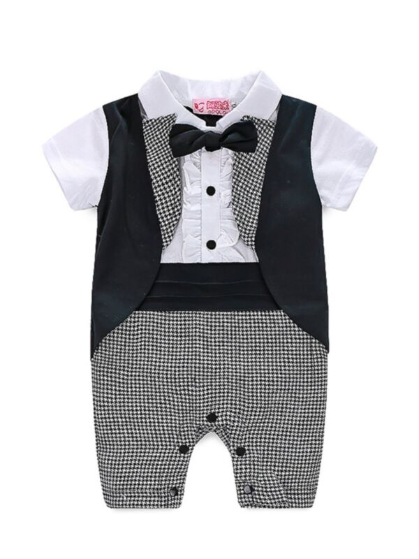 Baby Boy Houndstooth Tuxedo Jumpsuit