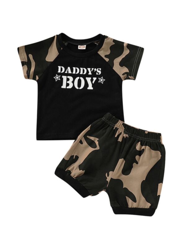 2 Pieces Toddler Boy Daddy's Boy Camo Set Tee & Shorts