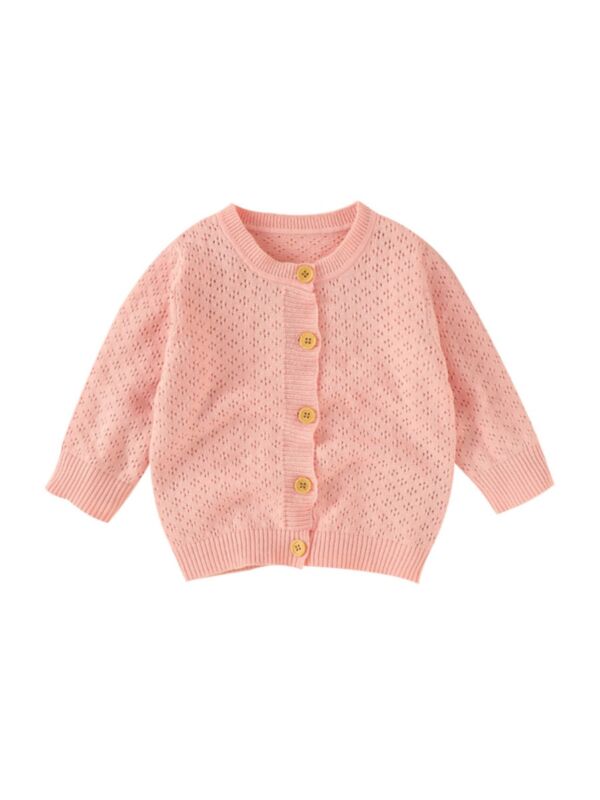Infant Solid Color Buttoned Spring Knit Cardigan