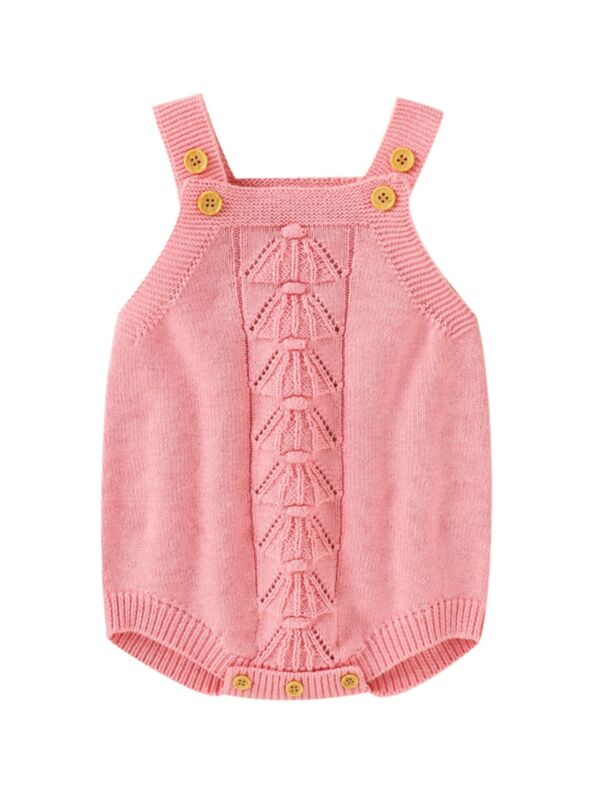 Baby Unisex Solid Color Knitted Overalls