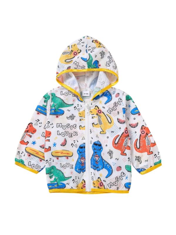 Toddler Boy Music Lover Dinsaur Hooded Jacket