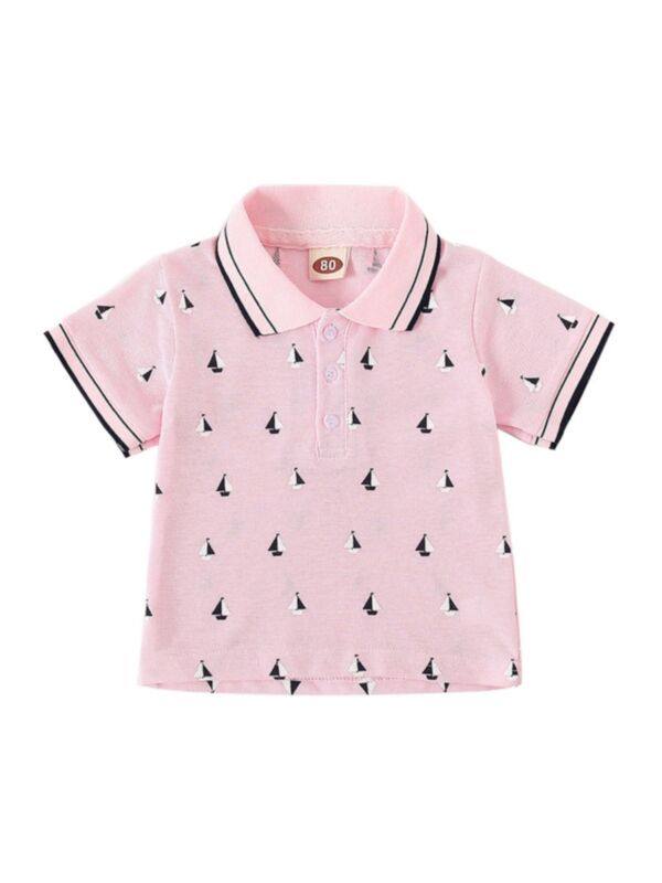 Baby Toddler Boy All Over Boat Print Polo Shirt 